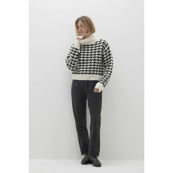 NakedCashmere IRIS HOUNDSTOOTH CASHMERE TURTLENECK SWEATER M - Picture 2 of 11